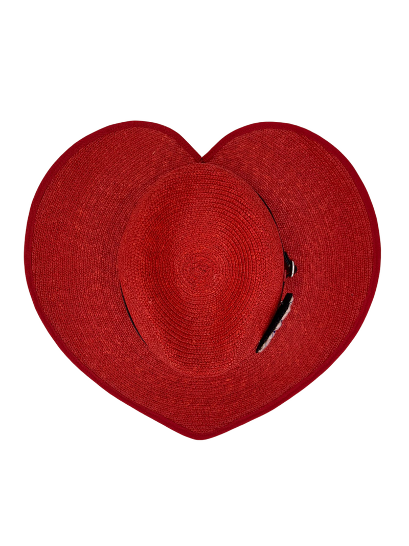 LOVE Hat - straw & Brooch